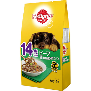 マースジャパンリミテッド ペディグリー 14歳から用 ビーフ 緑黄色野菜入り(70g×3袋) PG14ｻｲｶﾗﾖｳﾋﾞ-ﾌﾔｻｲ70G*3P-イメージ1