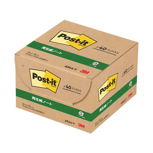 3M ポスト・イット ノート 再生紙 75×75mm イエロー 40冊 F921767-6544-Y-イメージ3