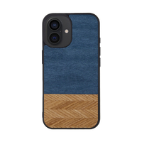 Man & Wood iPhone 16用MagSafe対応天然木ケース Denim I27071I16