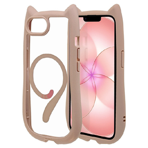 ラスタバナナ iPhone 17e/16e用 MIMI 猫耳ケース TPU×PC 磁力充電対応 スモーキーピンク 9788IP6EHPMSPK-イメージ1