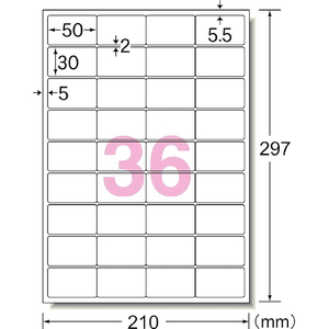 エーワン ラベルシール 屋外でも使えるサインラベルレーザープリンタ再生PETツヤ消フィルム白A4 36面 34072-イメージ2