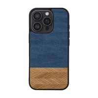 Man & Wood iPhone 16 Pro用MagSafe対応天然木ケース Denim I27072I16PR