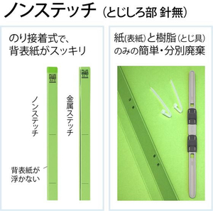 プラス フラットファイル 樹脂とじ具 10冊A4-S リーフグリーン FCF480T-NO.021S/79-434-イメージ7