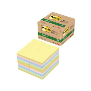 3M ポスト・イット ノート 再生紙 75×75mm パステル 4色 40冊 F921768-6544-K-イメージ1