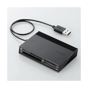 エレコム メモリリーダライタ/USBハブ付/SD+MS+CF+XD ブラック MR-C24BK-イメージ1