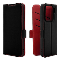 ラスタバナナ Xiaomi 15用薄型手帳サイドマグネットケース ブラック×レッド 8849XI15BSMBKR