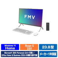 富士通 23．8型フルHD/Ryzen 5/Radeon 740M/メモリ16GB/約512GB SSD/WiFi 6E FMV Desktop F ホワイト FMVF55L1WA