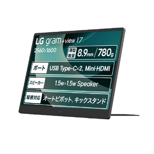 LGエレクトロニクス 17型液晶ディスプレイ LG gram +view 17MT70-イメージ1