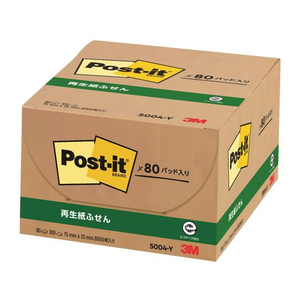 3M ポスト・イット ふせん 再生紙 75×25mm イエロー 80冊 F921769-5004-Y-イメージ3