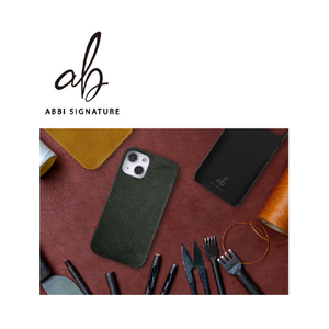 ABBI SIGNATURE iPhone 14 Pro用VINTAGE イタリアンレザーバックカバー ブラック ABS24074I14PBK-イメージ3