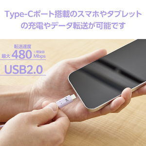 エレコム しろちゃんUSB Type-C(TM)ケーブル 2．0m スリーピー(パープル×ブラック) MPA-CCF20PUF-イメージ5