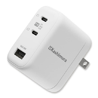 カシムラ PD65W対応 TYPE-C2ポート/USB1ポート AC充電器 AC-077