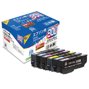 JIT リサイクルインクカートリッジ 6色パック(BK/C/M/Y/LC/LM) JIT-AE80L6P JIT リサイクルインクカートリッジ 6色パック(BK/C/M/Y/LC/LM) JIT-AE80L6P