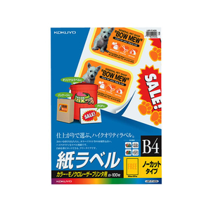 コクヨ カラーLBP&PPC用 紙ラベルB4 1面100枚 F874850-LBP-F140N-イメージ1