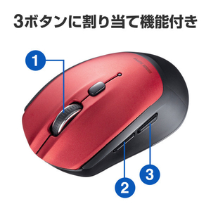 サンワサプライ BluetoothブルーLEDマウス(5ボタン) レッド MA-BB509R-イメージ13