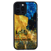 ikins iPhone 13 Pro Max用天然貝ケース 名画シリーズ 夜のカフェテラス I21079I13PM