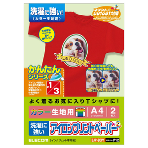 エレコム アイロンプリントペーパー(カラー生地用)A4サイズ・2枚入 A4サイズ・2枚入 EJPSCP1-イメージ2