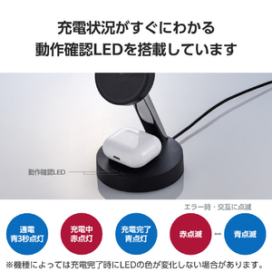 エレコム 2in1 マグネットQi2規格対応ワイヤレス充電器(15W+5W・スタンド) ブラック W-MS11BK-イメージ6