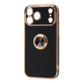 レイ・アウト iPhone 18 Pro Max用 / 17 Pro Max用  / ソフトケース 精密設計 フレームメッキ リング付き / ブラック/ゴールド RT-P59TRE/BG