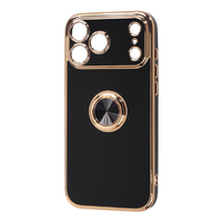 レイ・アウト iPhone 18 Pro Max用 / 17 Pro Max用  / ソフトケース 精密設計 フレームメッキ リング付き / ブラック/ゴールド RT-P59TRE/BG