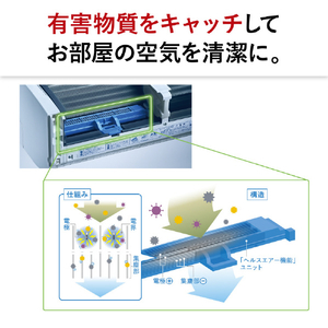 三菱 「工事代金別」 12畳向け 自動お掃除付き 冷暖房エアコン e angle select 霧ヶ峰 Rシリーズ MSZ-EX3625E5-Wｾｯﾄ-イメージ9