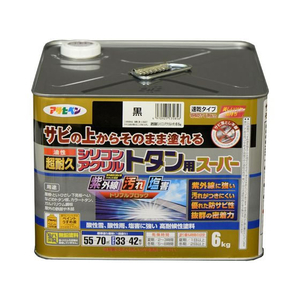 アサヒペン 油性超耐久シリコンアクリルトタン 6kg 黒 FC671NV-イメージ1