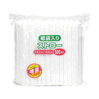ストリックスデザイン 紙袋入りストロー ストレート 白 500本 FCV1559