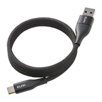 エルパ マグネットUSBケーブル ラウンド形状 60W 1m A&CtoC ブラック MCA-ACC1060(BK)