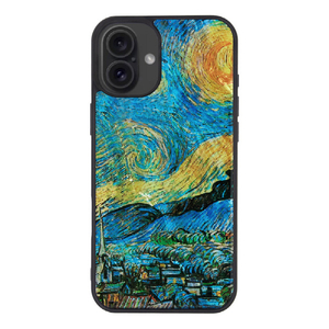 ikins iPhone 16 Plus用天然貝ケース ゴッホ 名画シリーズ 星月夜 I27085I16PL-イメージ1