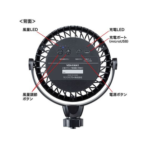 サンワサプライ 小型クランプ扇風機(充電式) FCN7238-VEH-FAN1-イメージ5