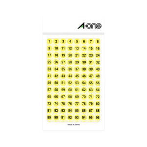 エーワン 特殊ラベル 数字 蛍光黄 丸型 9mmφ 4シート入り 8085-イメージ1