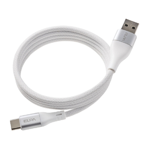 エルパ マグネットUSBケーブル ラウンド形状 60W 1m A&CtoC ホワイト MCA-ACC1060(WH)-イメージ1