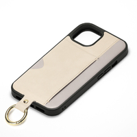 PGA iPhone 13用カードポケット付 ハイブリッドケース ベージュ PG-21KPT05BE