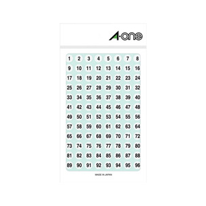 エーワン 特殊ラベル 数字 白 丸型 9mmφ 4シート入り 08086-イメージ1