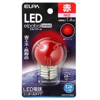 エルパ LED電球 E26口金 (1．4Wミニボールタイプ相当) 1個入り elpaball mini レッド LDG1R-G-G254