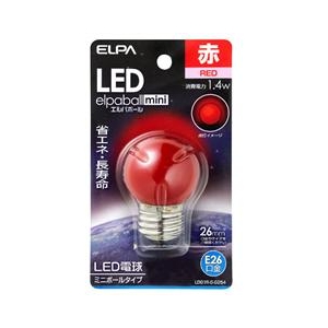 エルパ LED電球 E26口金 (1．4Wミニボールタイプ相当) 1個入り elpaball mini レッド LDG1R-G-G254-イメージ1