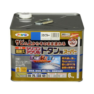 アサヒペン 油性超耐久シリコンアクリルトタン 6kg スカイブルー FC672NV-イメージ1