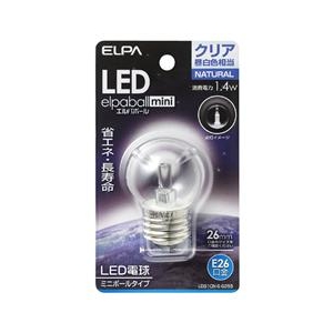 エルパ LED電球 E26口金 全光束60lm(1．4Wミニボールタイプ相当) クリア昼白色 1個入り elpaball mini LDG1CN-G-G255-イメージ1