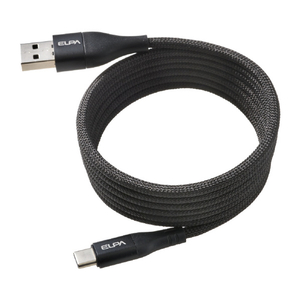 エルパ マグネットUSBケーブル ラウンド形状 60W 1．5m A&CtoC ブラック MCA-ACC1560(BK)-イメージ1