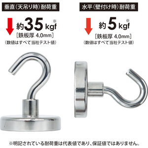 マグエックス 超強力パワーマグネット フックタイプ φ36 FCK688C-APWH-36-イメージ4