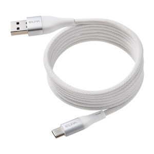 エルパ マグネットUSBケーブル ラウンド形状 60W 1．5m A&CtoC ホワイト MCA-ACC1560(WH)-イメージ1