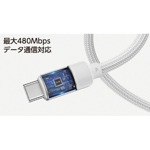 エルパ マグネットUSBケーブル ラウンド形状 60W 1．5m A&CtoC ホワイト MCA-ACC1560(WH)-イメージ5