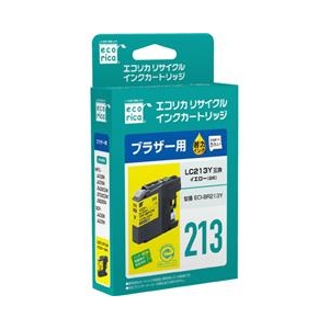 ブラザー LC213Y互換リサイクルインクカートリッジ。 ●ICチップのリセットによる「インク残量表示」に対応しています。 ●"耐力(たいりょく)インク"は耐光性・耐オゾン性能に優