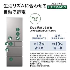 パナソニック 【右開き】450L 5ドア 冷凍冷蔵庫 シルバー NR-E45RY3-S-イメージ12