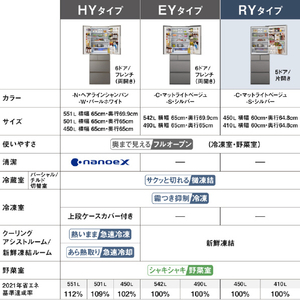 パナソニック 【右開き】450L 5ドア 冷凍冷蔵庫 シルバー NR-E45RY3-S-イメージ4