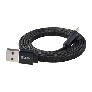 エルパ マグネットUSBケーブル フラット形状 27W 1m AtoC ブラック MCA-FAC1027(BK)-イメージ1