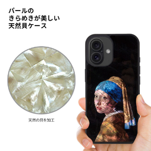 ikins iPhone 16用天然貝ケース 真珠の耳飾りの少女 I27089I16-イメージ3
