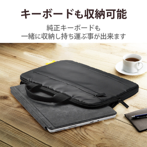 エレコム Surface Go 3/Go 2/Go用ハンドル付きインナーバッグ 軽量設計/起毛素材/ポケット付 ブラック TB-MSG3IBHBK-イメージ4