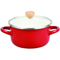 パール金属 ホーローガラス蓋深型煮込鍋16cm レッド FC750NM-HB-4877