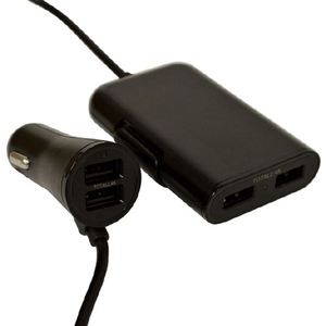 ラスタバナナ 車用USB4ポートDC充電器 後部延長コード1．8m付 ブラック R18DC4A4A01BK-イメージ1